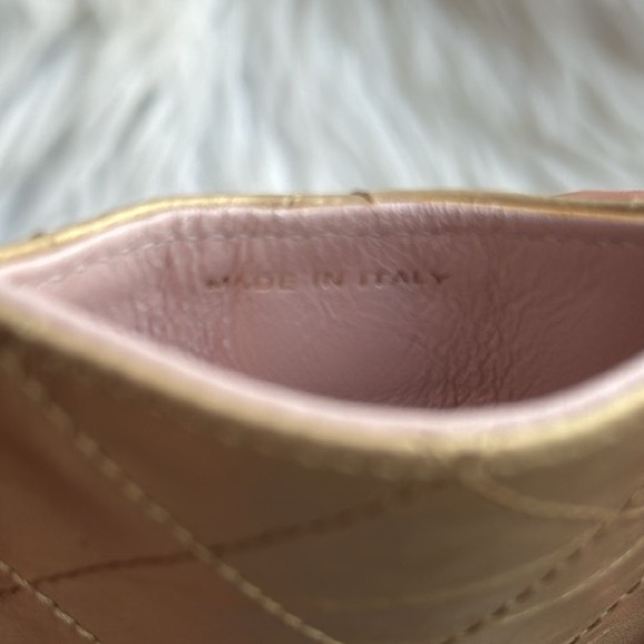 Rare CHANEL Quilted Wallet Lambskin Metallic ID Card Holder Gold Pink 2011 - Picture 5 of 7